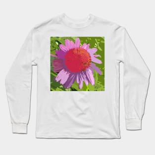 Echinacea, purple flower, green leaves, photography digitally modified Long Sleeve T-Shirt